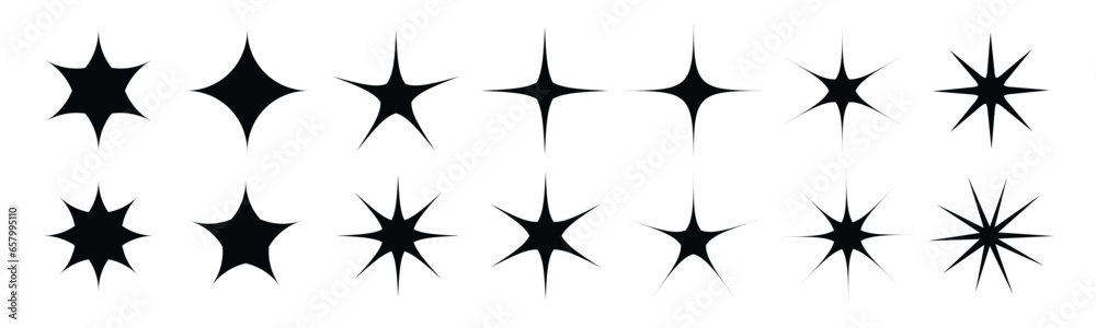 Sparkle vector icons. Shine symbol. Star sign collection. - obrazy, fototapety, plakaty 