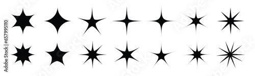 Sparkle vector icons. Shine symbol. Star sign collection.