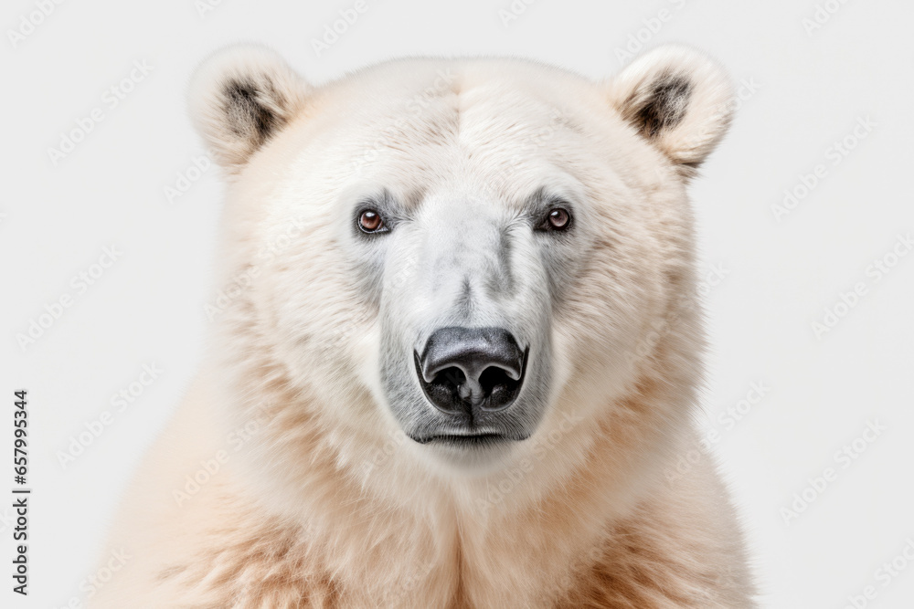 Portrait of a polar bear on a white background. Polar bear. Portrait of a polar bear on a white background. Polar bear.