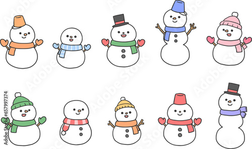 いろいろな雪だるまのセット