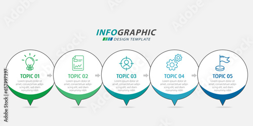 Timeline Creator infographic template. 5 Step timeline journey, calendar Flat simple infographics design template. presentation graph. Business concept with 5 options, gantt vector illustration.