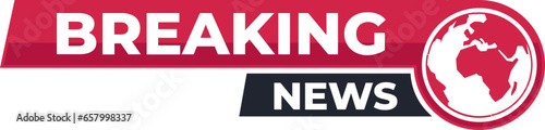 Breaking news headline minimalistic logo on transparent background. Entertaining show with news. Vector Illustration.