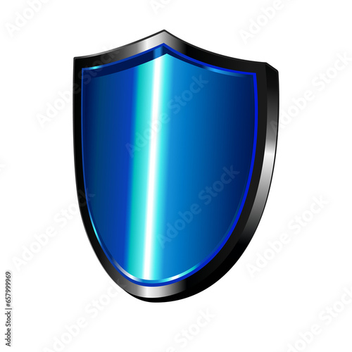 3d blue metal protective shield icon