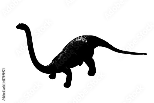 black dinosaur silhouette isolated on white background, model of dinosaurs toy © sutichak