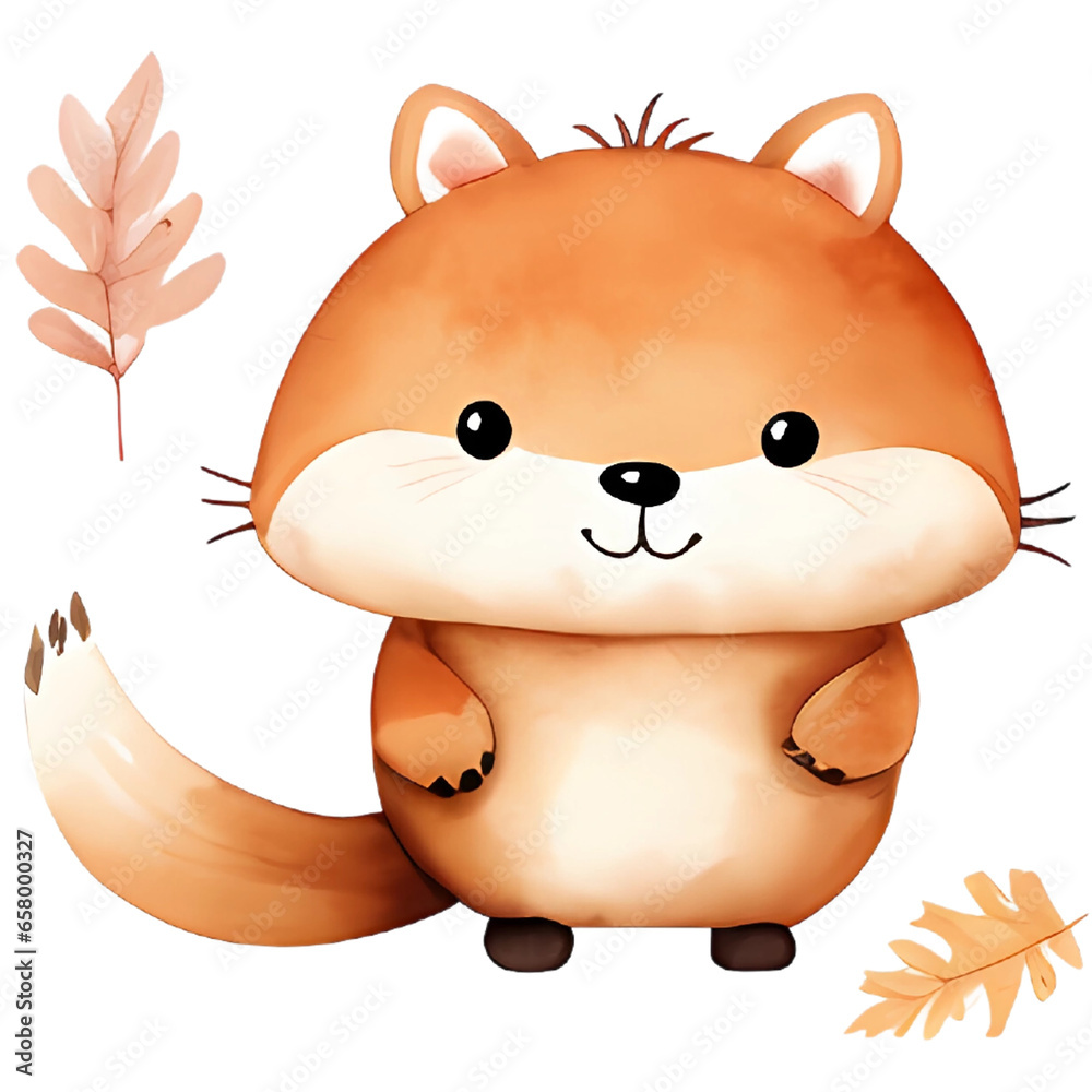 Naklejka premium Single light orange smile Autumn Animal illustration