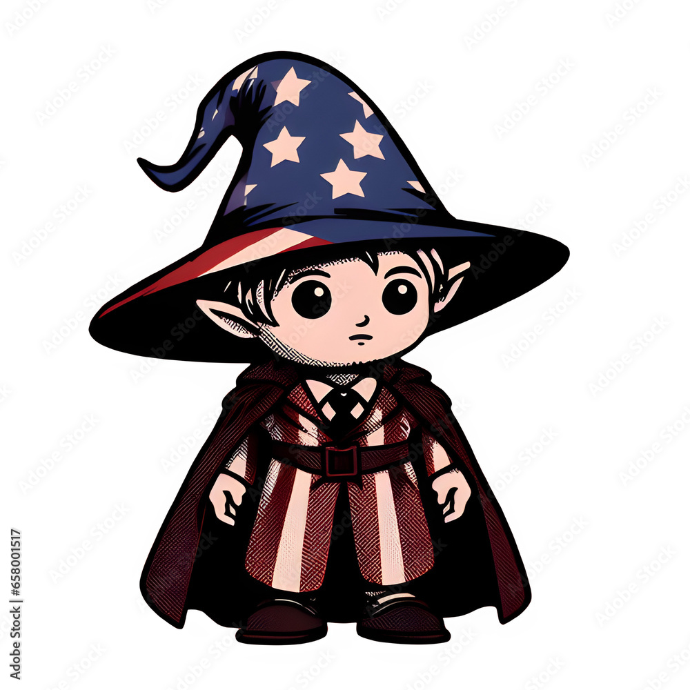 Cute dwarf female vampire wearing witch hat
