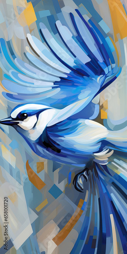 Blue Jay in Flight: A Digital Art Depiction,blue bird photo