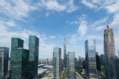 Skyscrapers and unfinished building in the city