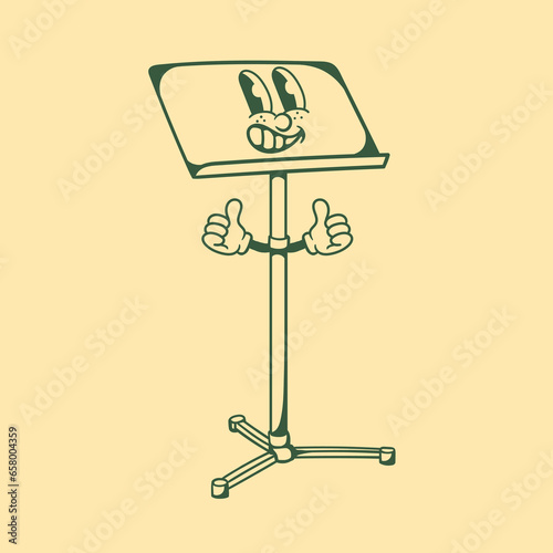 Vintage character design of orchestra conductor stand
