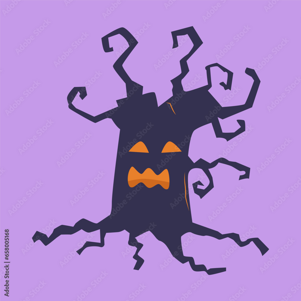Halloween monster tree flat vector illustration Halloween monster tree flat vector illustration