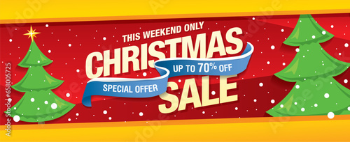 christmas sale banner layout design, vector illustration
