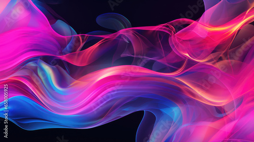 Wispy Smoke Wave of Neon Pink and Purple Movement  Generative AI