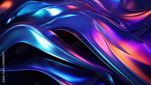Liquid Wave of Neon Pink and Purple Paint Movement, Generative AI