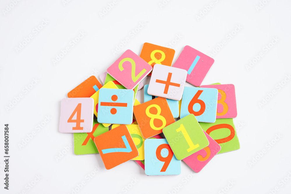 Number wood block cubes for learning Mathematic, education math concept. Number wood block cubes for learning Mathematic, education math concept.