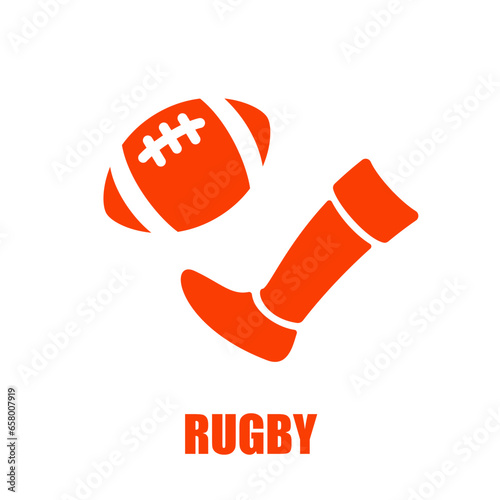Kicking a rugby ball. Colored icon.