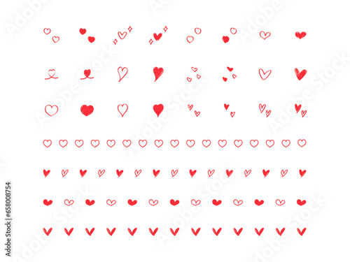                                                                                     Hand drawn heart line and icon set