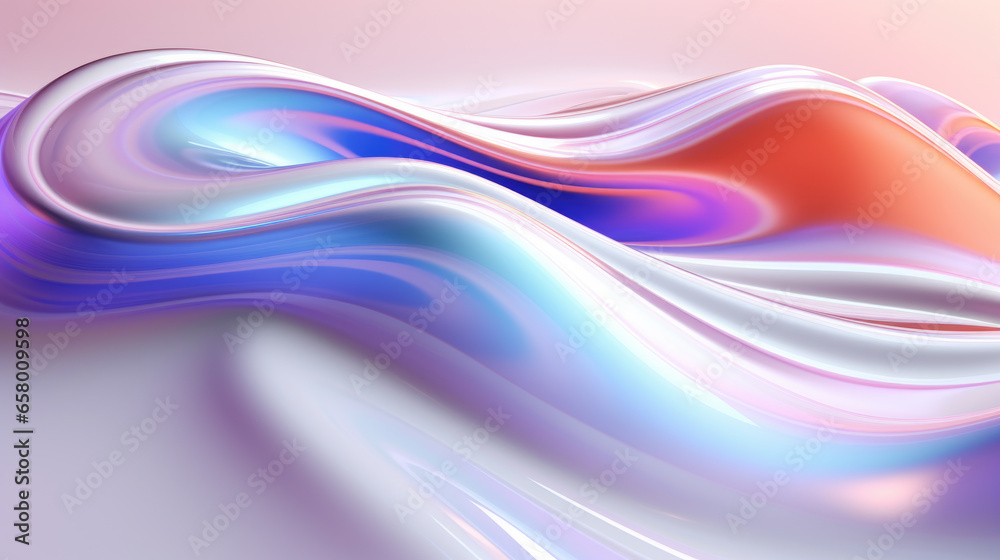 Fototapeta premium Iridescent Wispy Smooth Liquid Wave Abstract Background, Generative AI