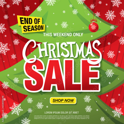 christmas sale banner layout design, vector illustration