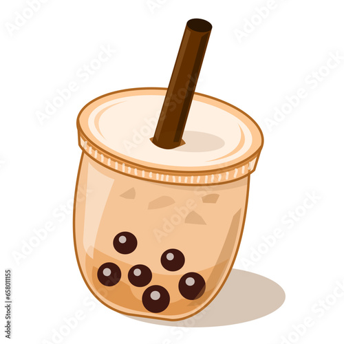 Bubbles milk Ice tea vector illustration flat design