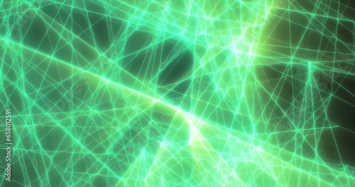 Abstract green energy lines triangles magical bright glowing futuristic hi-tech background