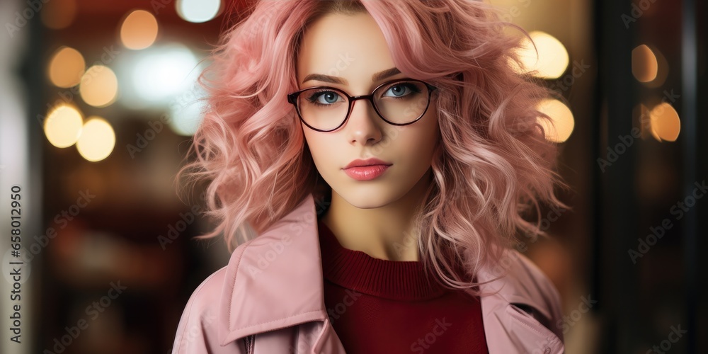illustration of girl with glasses, generative AI illustration of girl with glasses, generative AI