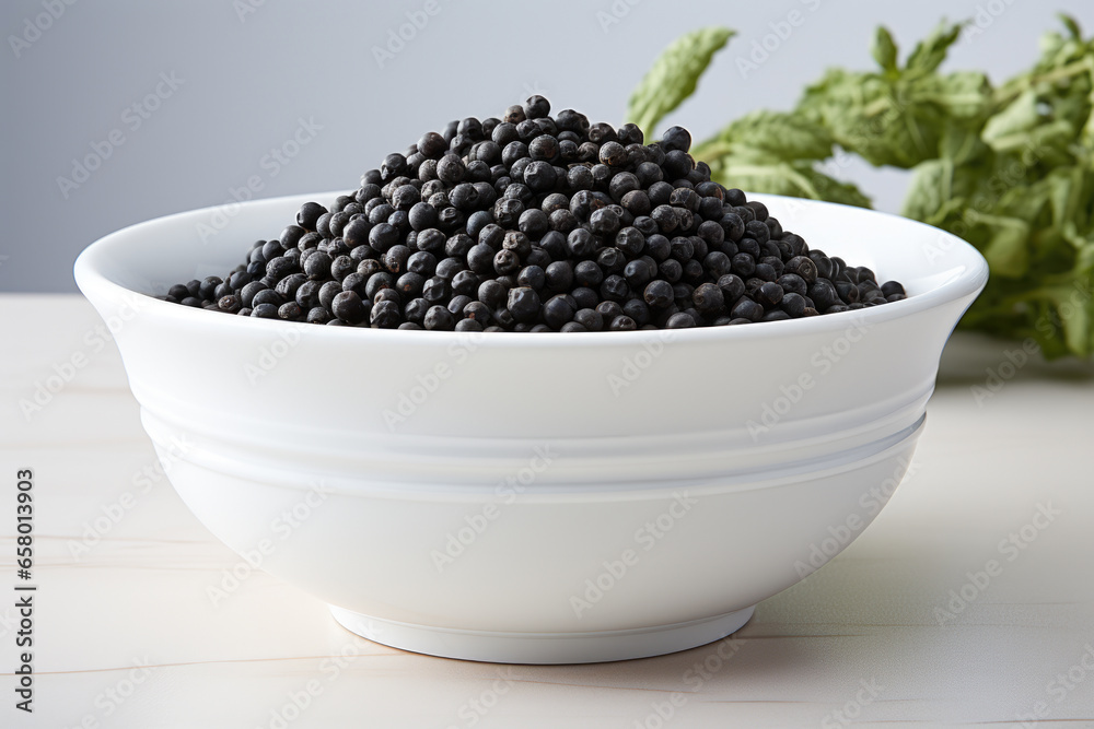 White bowl filled with black beans, perfect for food-related projects or healthy eating concepts. White bowl filled with black beans, perfect for food-related projects or healthy eating concepts.