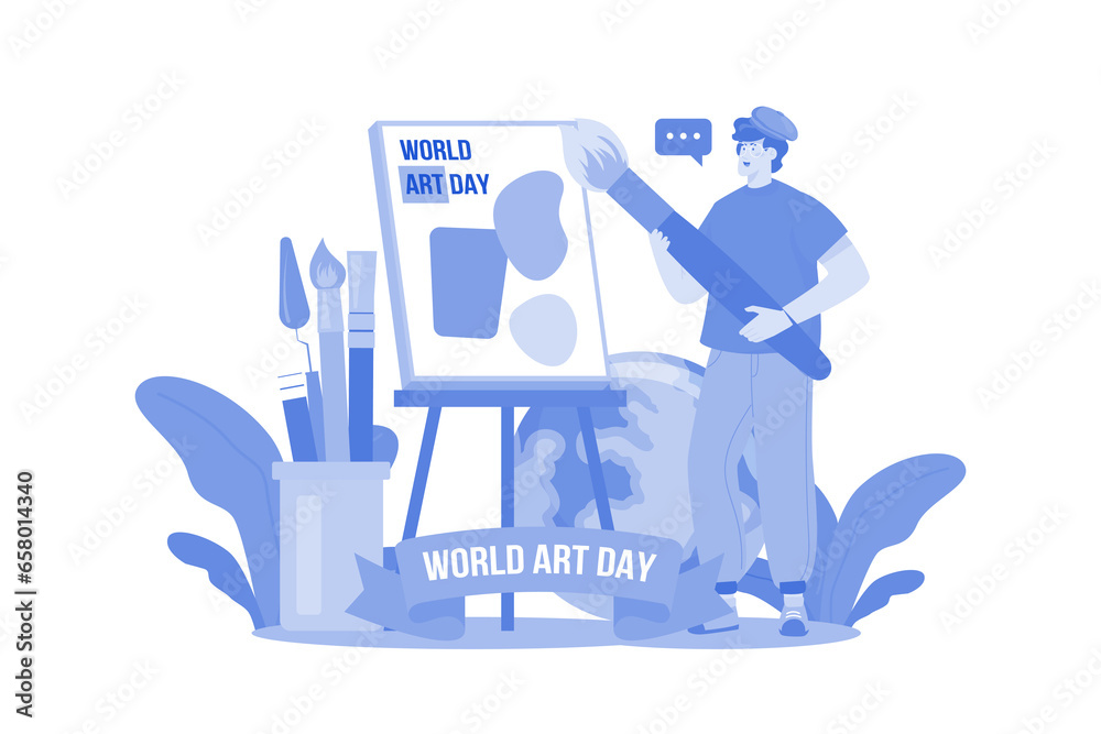 World Art Day Illustration concept on white background