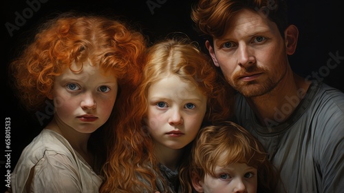 National Redhead Day Concept. Portrait of redhead family. National Love Your Red Hair Day.