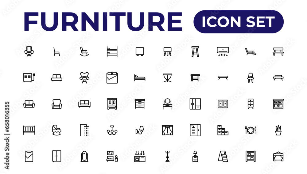 Furniture, icon set.Outline icon collection.