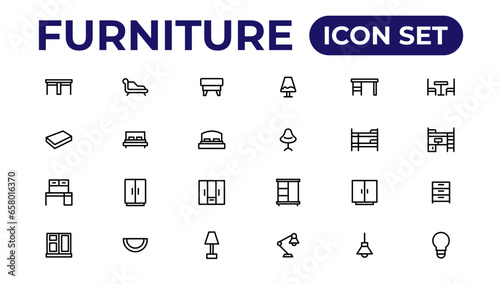Furniture, icon set.Outline icon collection.