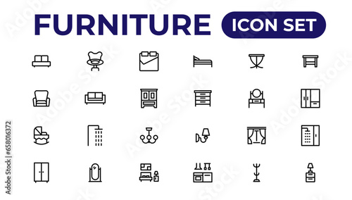 Furniture, icon set.Outline icon collection.