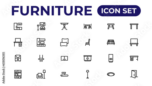 Furniture, icon set.Outline icon collection.