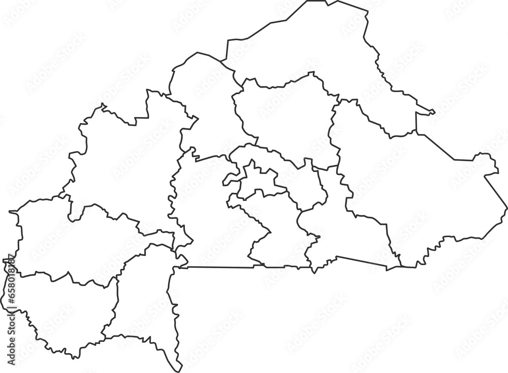 Map of Burkina Faso with detailed country map, line map. Map of Burkina Faso with detailed country map, line map.
