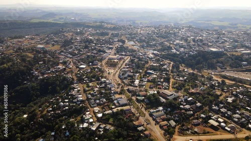 Aerial view of Bernardo de Irigoyen, Misiones and Dionísio Cerqueira, Brazil. photo