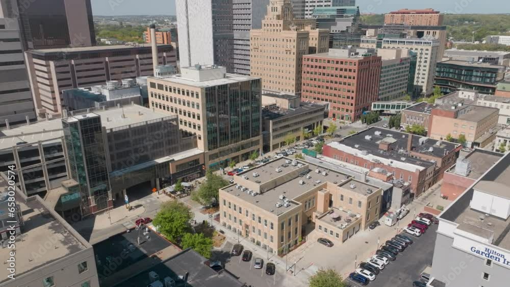 Downtown Buildings in Rochester, Minnesota, Low-Altitude Aerial Footage