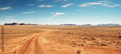 Barren desert route. Generative AI technology. 