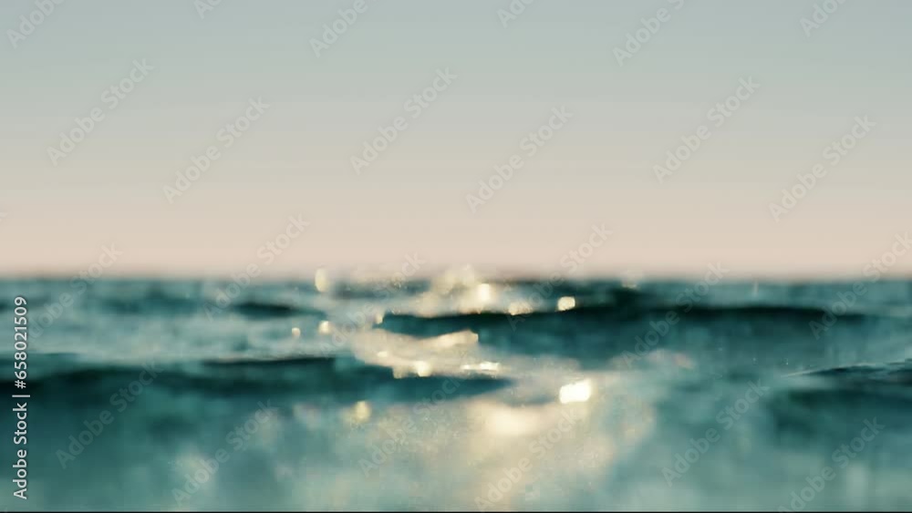 Wave sea beach and sunset sky abstract background. Nature and summer concept. 3d render.