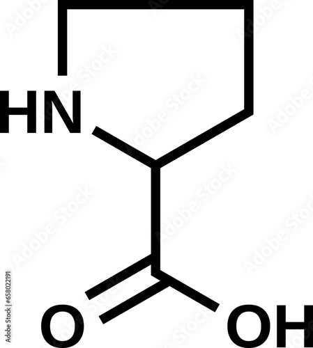 Amino acid proline structural formula, vector illustration  