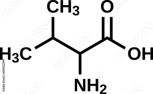 Amino acid valine structural formula, vector illustration 