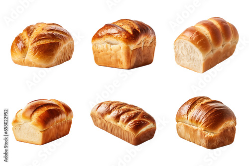 collection of bread isolated on a transparent background