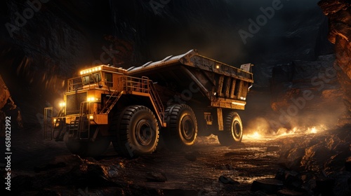 Coal is loaded onto trucks by mining machines that are operated during mining.