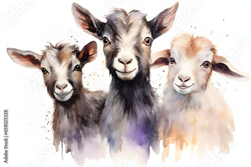 Pygmy Goats Cute Watercolor Art Style photo