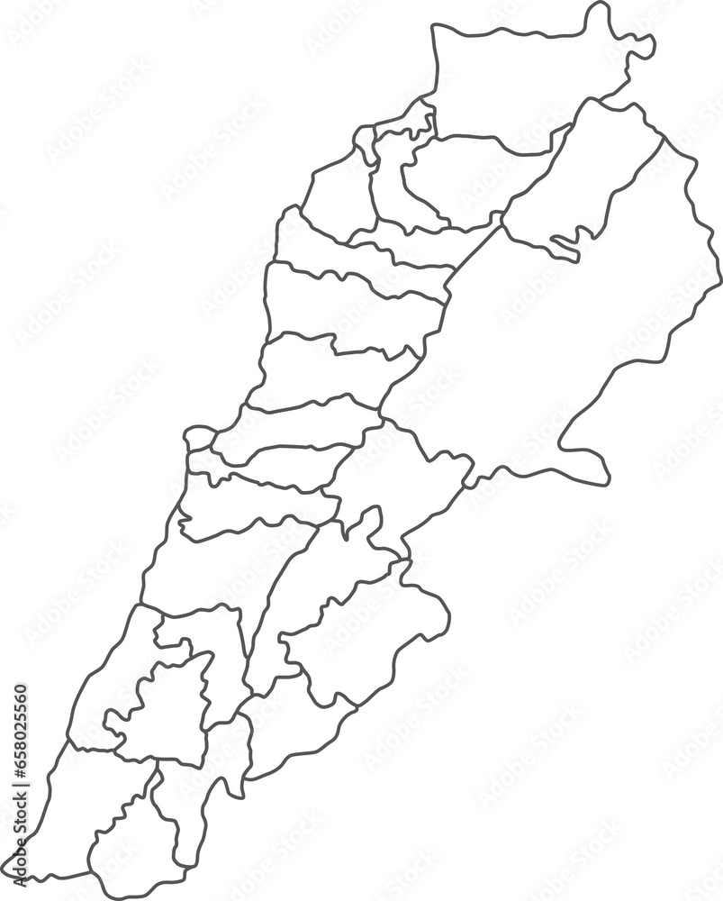 Obraz premium Map of Lebanon with detailed country map, line map.