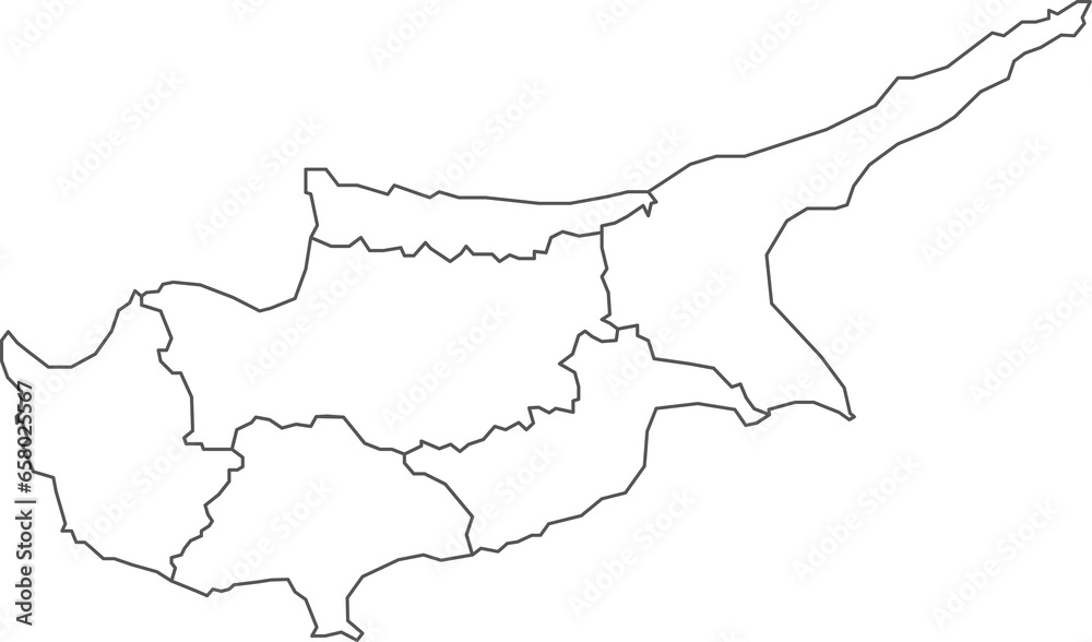 Map of Cyprus with detailed country map, line map. Stock 일러스트레이션 ...