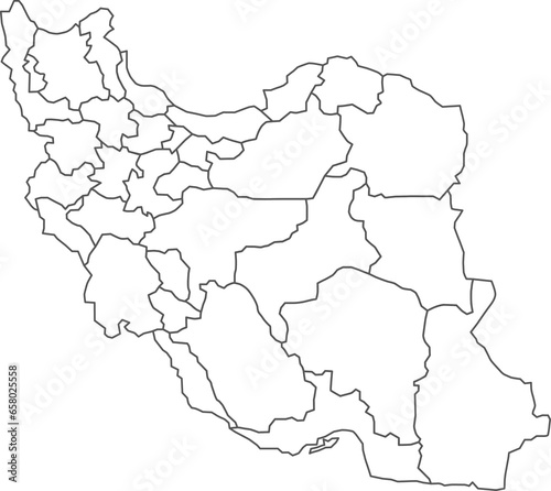Map of Iran with detailed country map, line map.