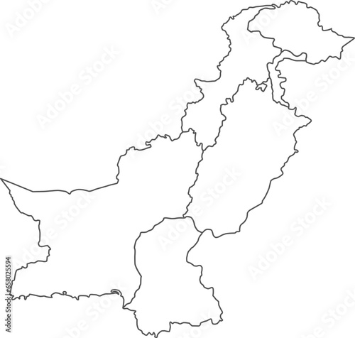 Map of Pakistan with detailed country map  line map.