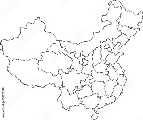 Wallpaper Mural Map of China with detailed country map, line map. Torontodigital.ca