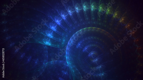 3D rendering abstract blue fractal light background