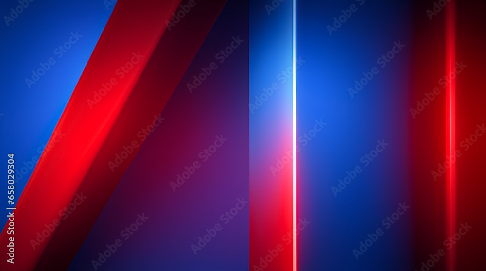 The red and blue background has beautiful straight light lines.