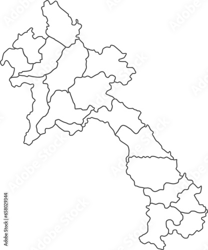 Map of Laos with detailed country map, line map.